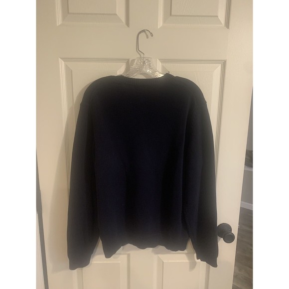 Eddie Bauer Mens L Crew Neck Long Sleeve Knit Sweater Navy 100% Cotton - Picture 8 of 9